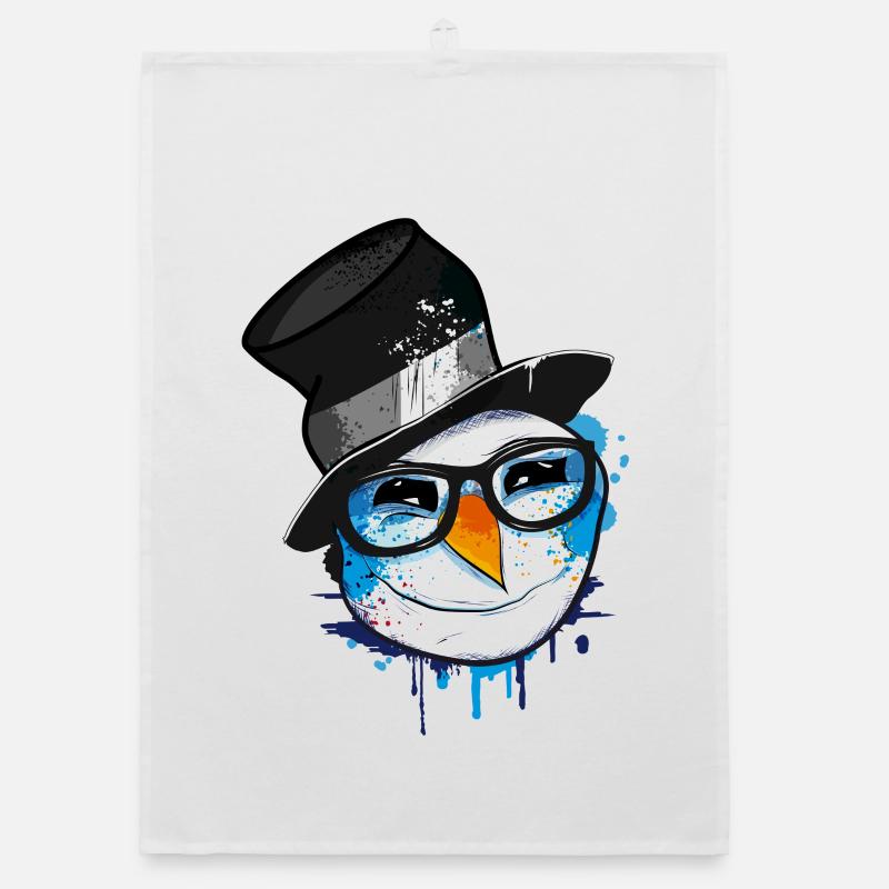Schneemann mit Nerd Brille Organic Geschirrtuch