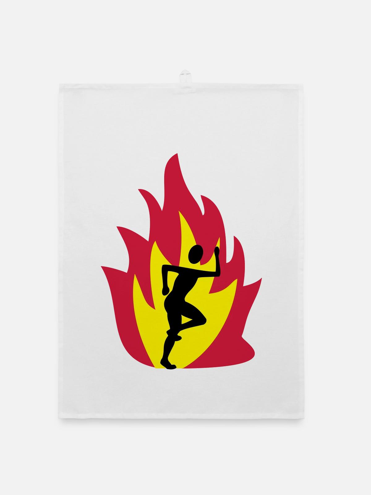 Runner flame - Organic dish towel - white - Front