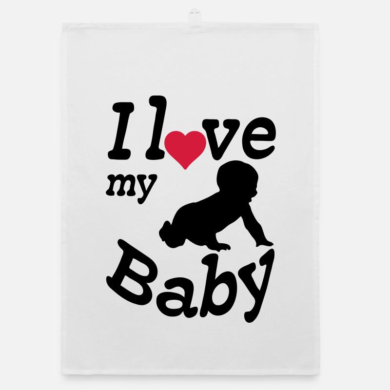 I love my Baby, Kind, Geburt, Eltern, Geschenk - Organic Geschirrtuch - Weiß