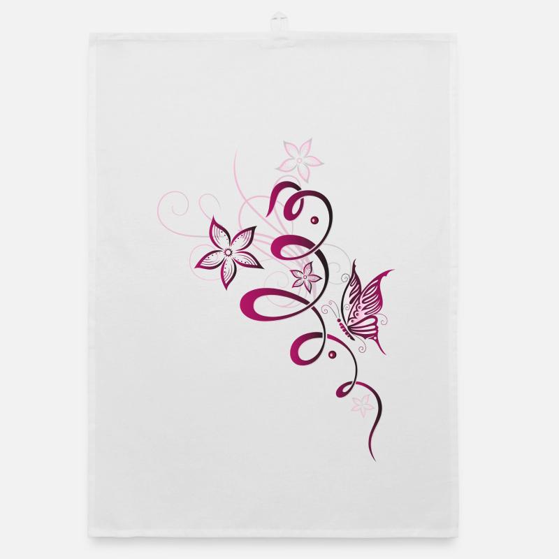 Fleurs de printemps papillon Printemps cerise Torchon bio