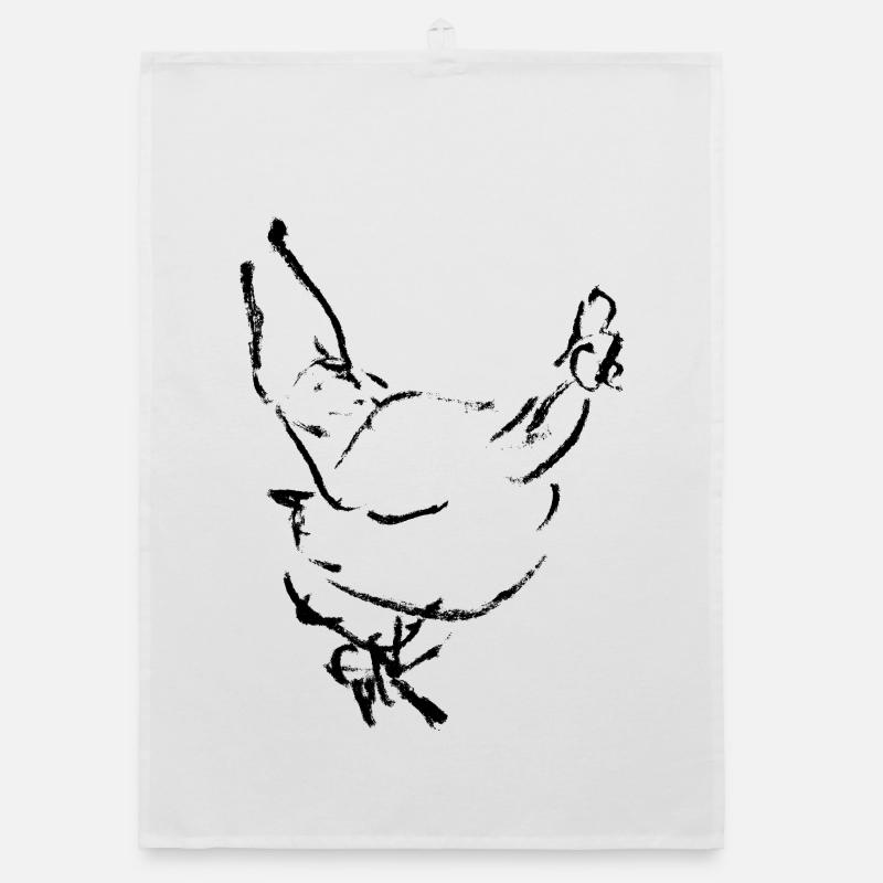 Hen - Drawing / CHICKEN Organic dish towel