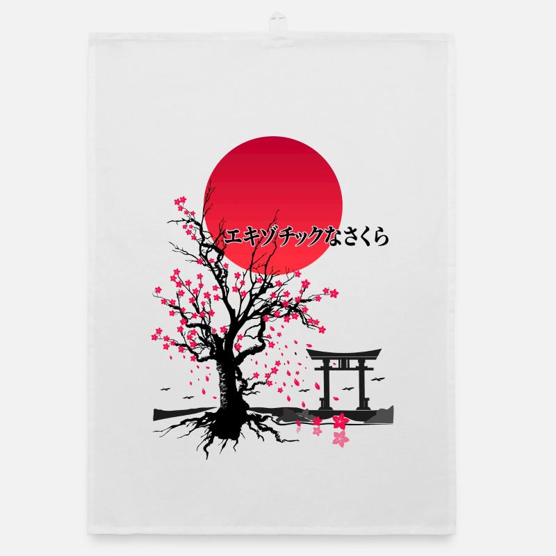 EXOTISCHES SAKURA TORII TOR Organic Geschirrtuch