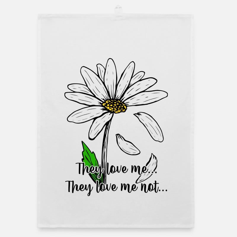 Daisy on Black: Bold White Petals Organic dish towel