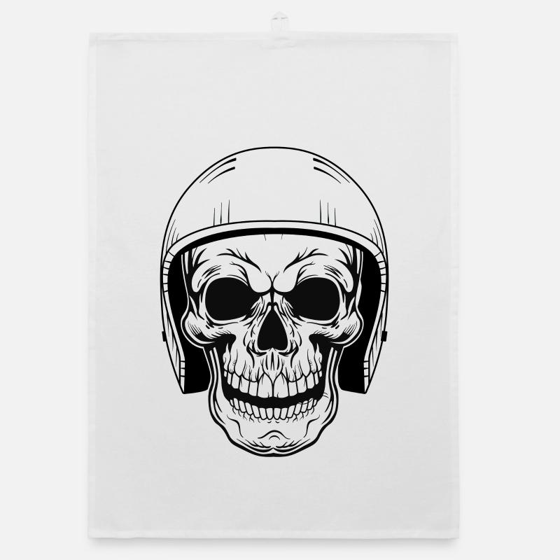 BIKER SCHÄDEL Organic Geschirrtuch