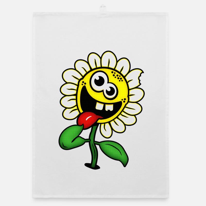 Drôle de fleur heureuse / fleur folle Torchon bio