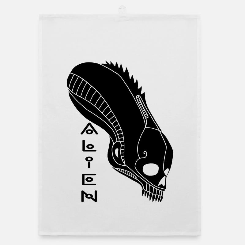 Schwarzer Alien-Schädel Organic Geschirrtuch