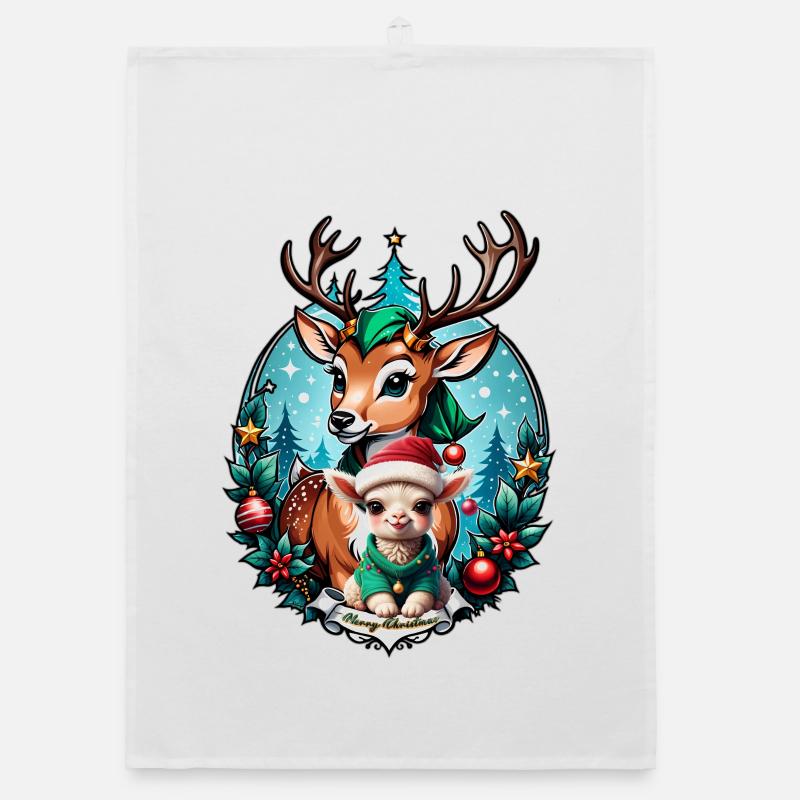 Illustration de Noël joyeuse et confortable Torchon bio