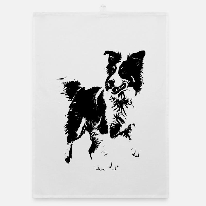 Hund der Rasse Border Collie - Organic Geschirrtuch - Weiß