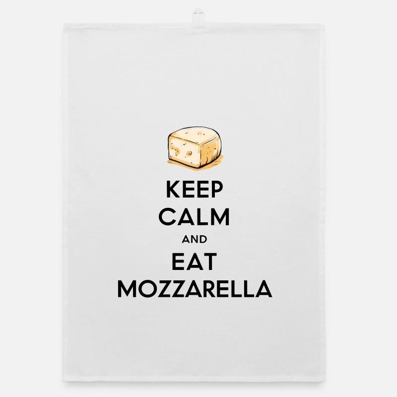 Keep Calm and Eat Mozzarella - Organic Geschirrtuch - Weiß