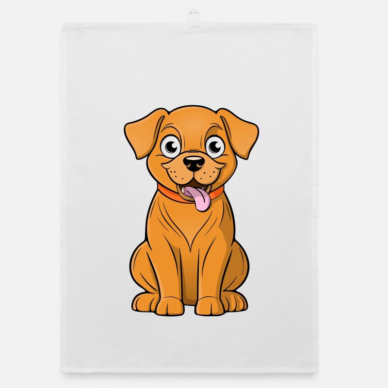 Chien brun joyeux et mignon Torchon bio