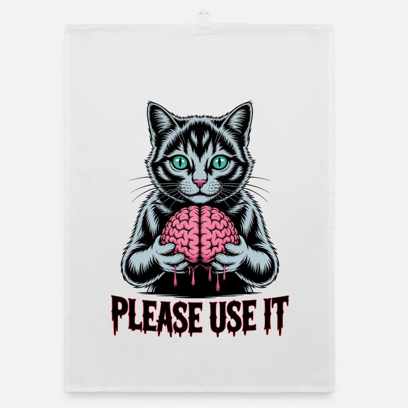 Zombie Cat Please Use It Organic dish towel