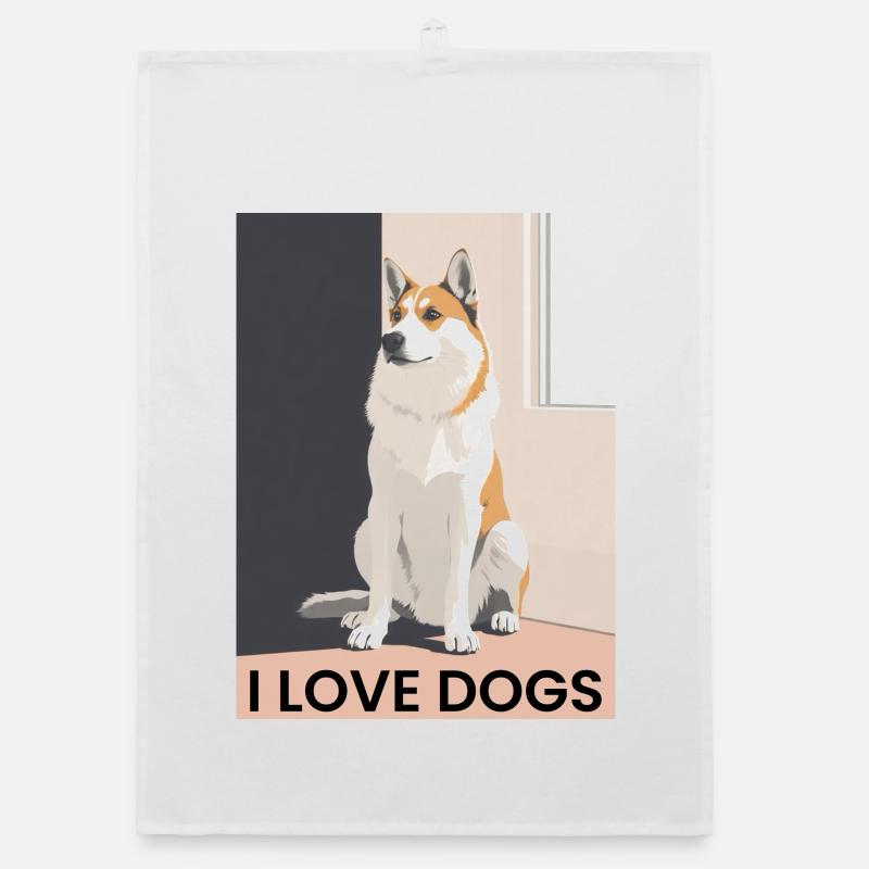 Joli chien avec une devise d'amour canin Torchon bio