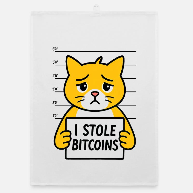 Drôle de Bitcoin Cat Monnaie Numérique Torchon bio