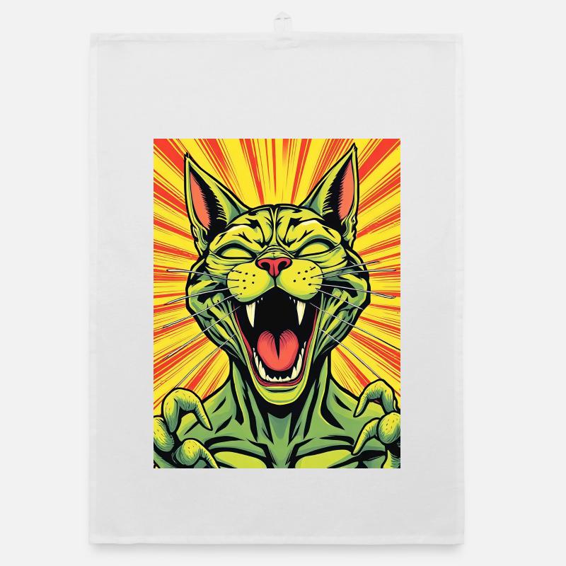 Chat qui rit Bande dessinée Imprimer Torchon bio