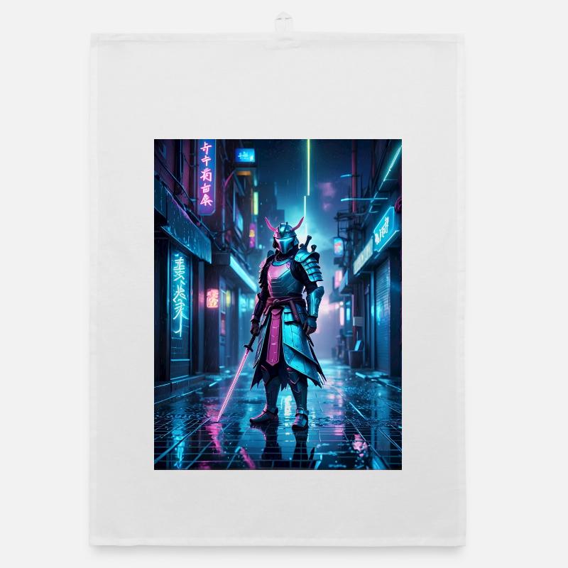 Neon-Samurai der Nacht Organic Geschirrtuch