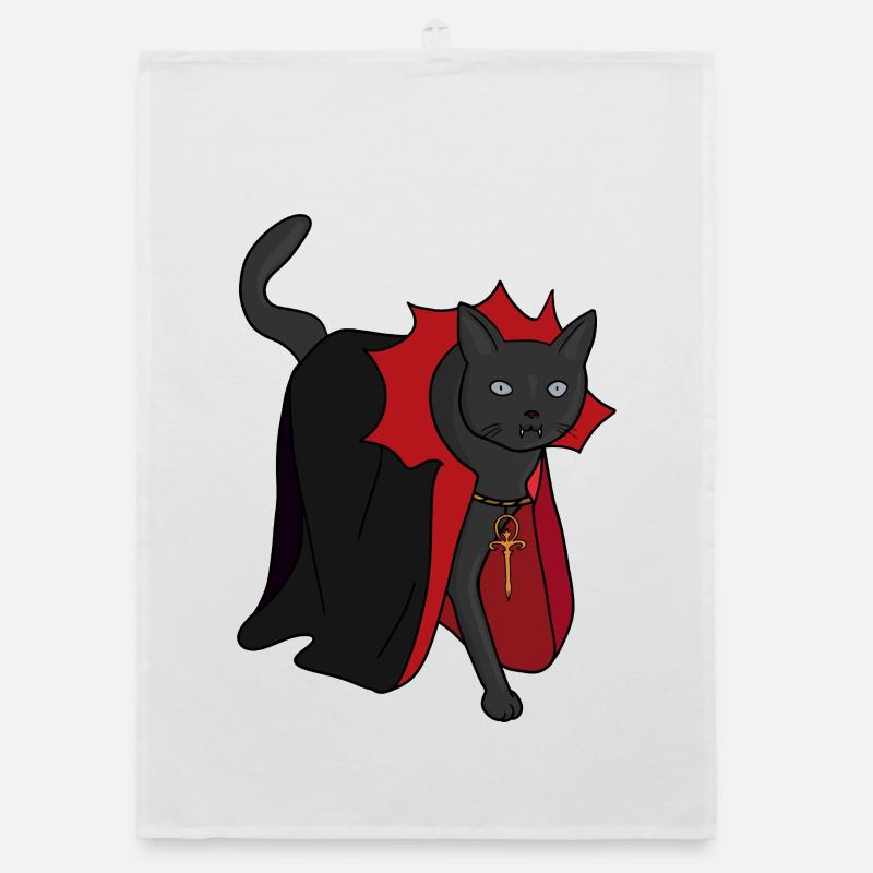 Nocturnal Vampire Cat Organic dish towel