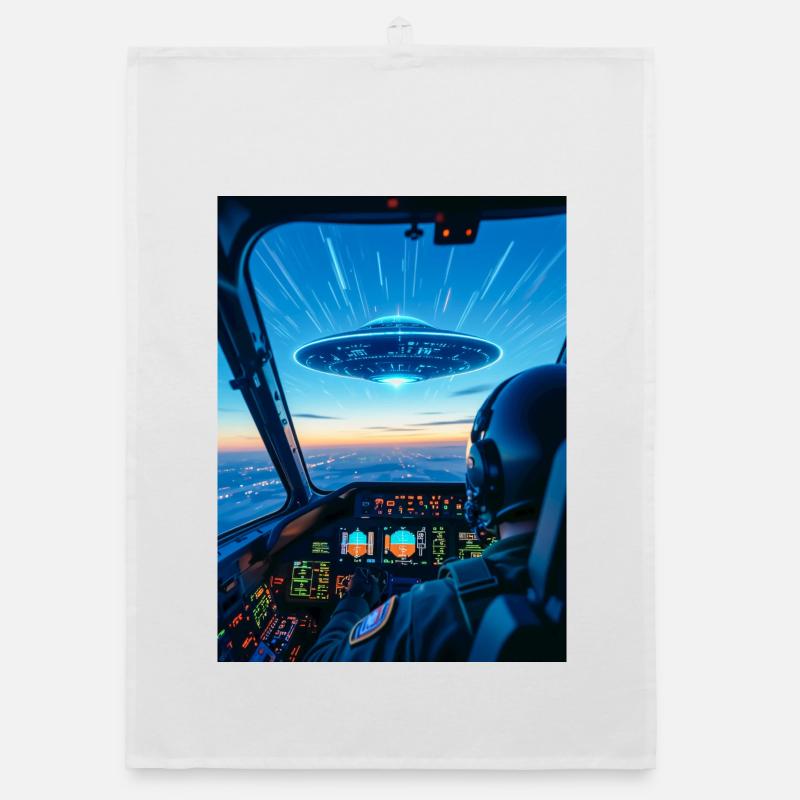 UFO Cockpit – Blick ins Unbekannte Organic Geschirrtuch
