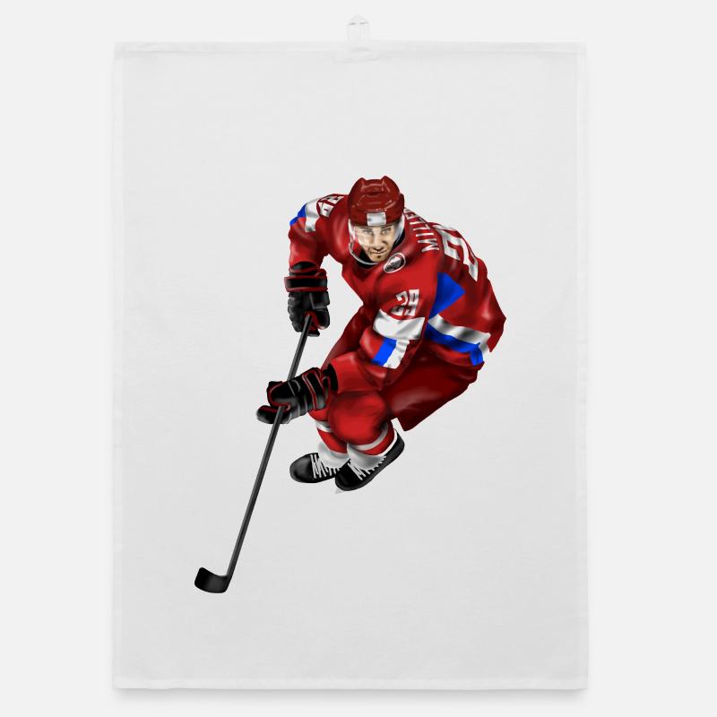 Roter Eishockeykämpfer Organic dish towel