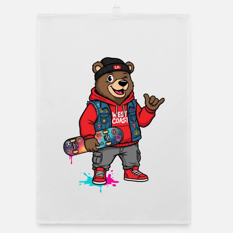 Wave Bear Skateboard Graffiti Sweat à capuche Torchon bio