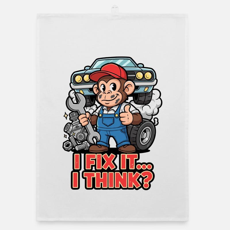 Monkey Mechanic - Je le répare Torchon bio