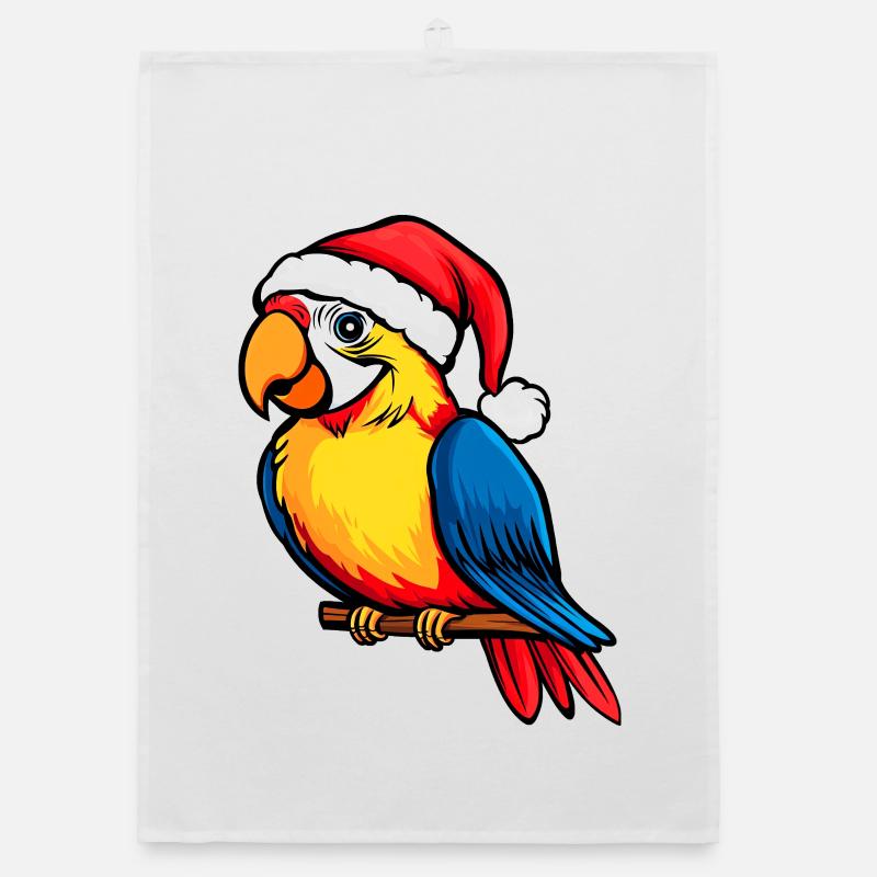 Perroquets Noël / Oiseau du Père Noël Torchon bio