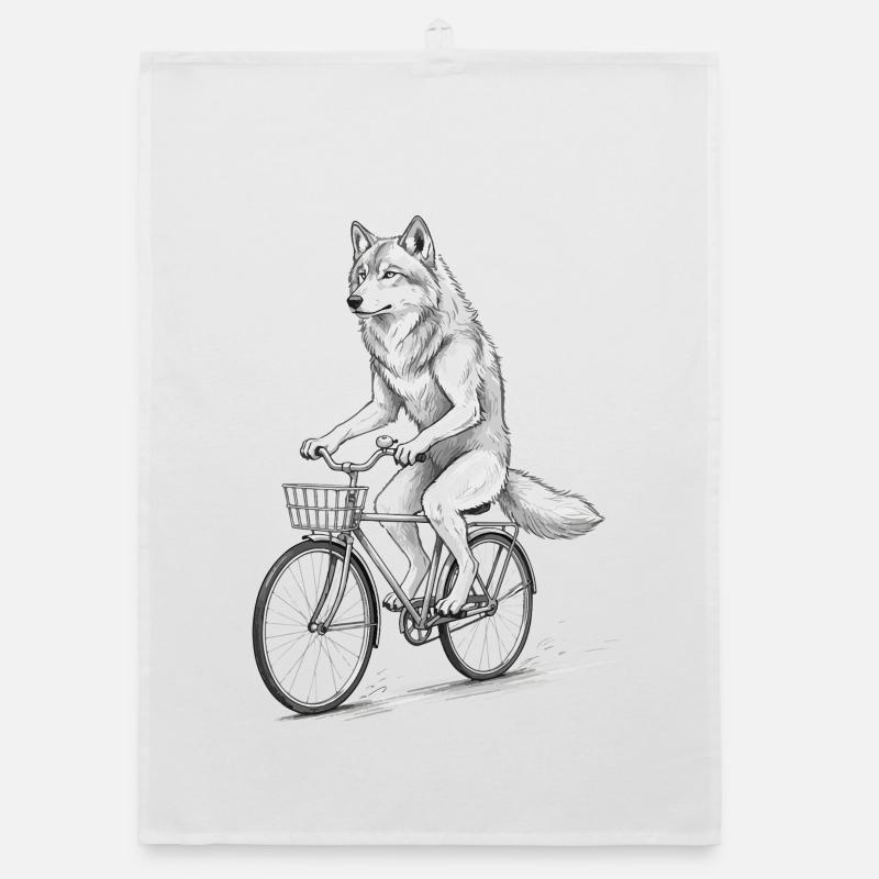 Wolf Cyclist à vélo Torchon bio