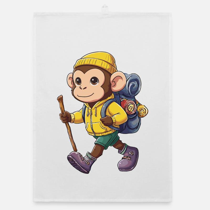 Singe mignon randonneur camping camping Aventure Torchon bio