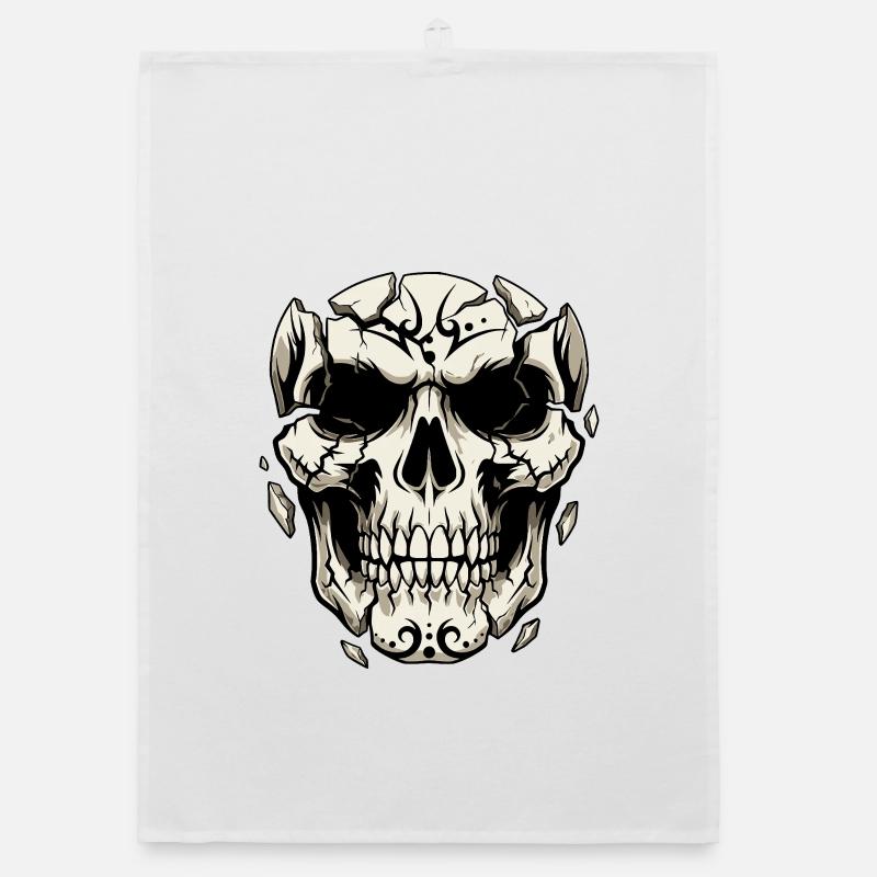 Crâne éclaté – Graphismes gothiques Torchon bio