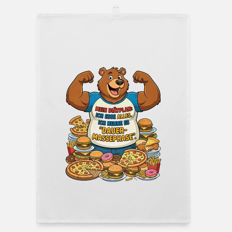 Permanent mass phase: Bear with pizza Organic dish towel