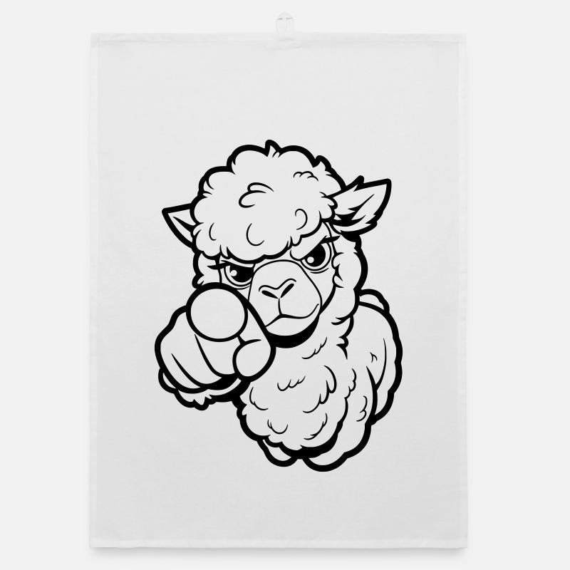 Alpaga coquin te pointe du doigt Torchon bio