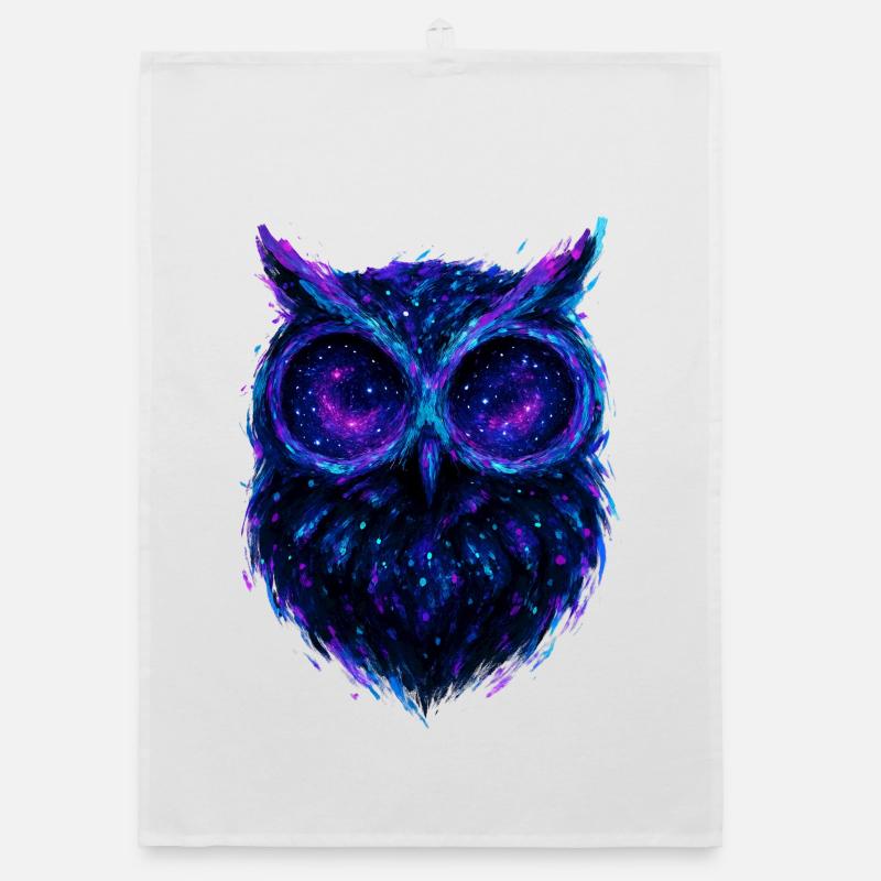 Owl / Galactic Owl: Night Nebula Organic dish towel