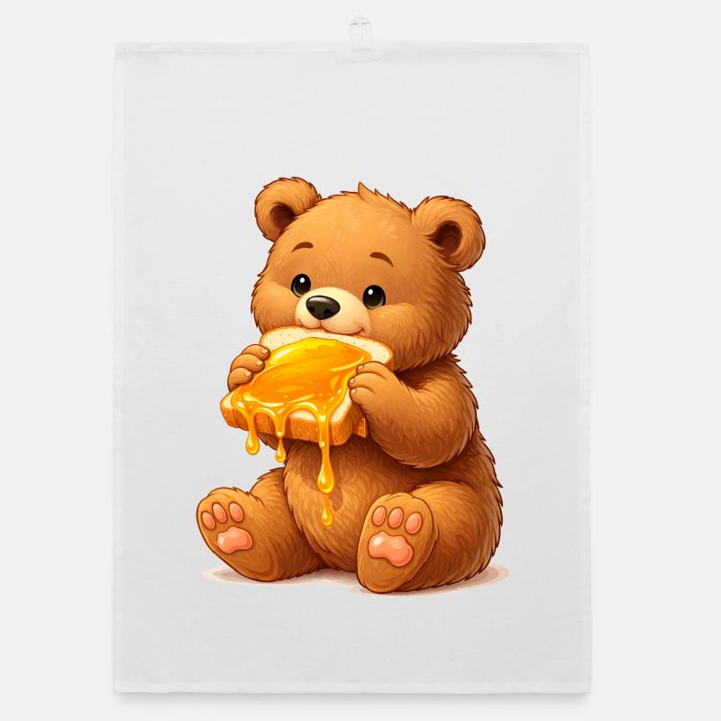 Sweet bear with honey bread Organic dish towel