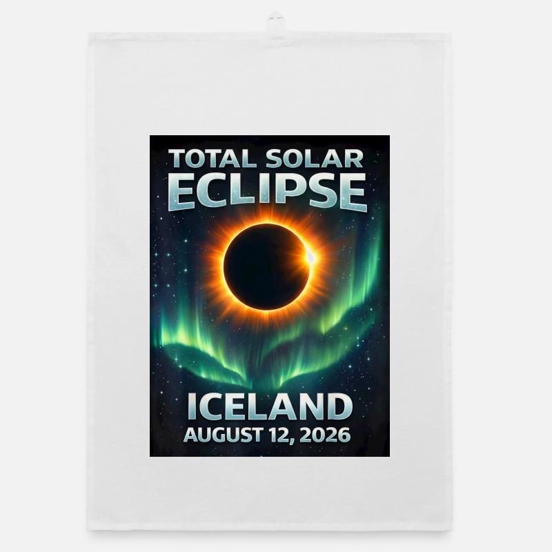 Total Solar Eclipse Iceland 2026 Reykjavik Organic dish towel