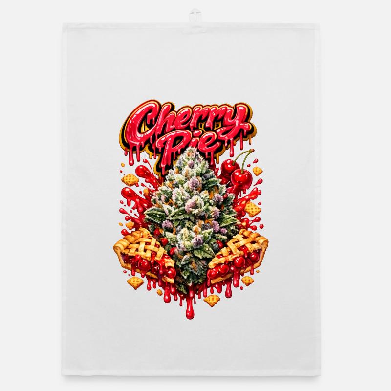 Cherry Pie Graffiti Print Torchon bio