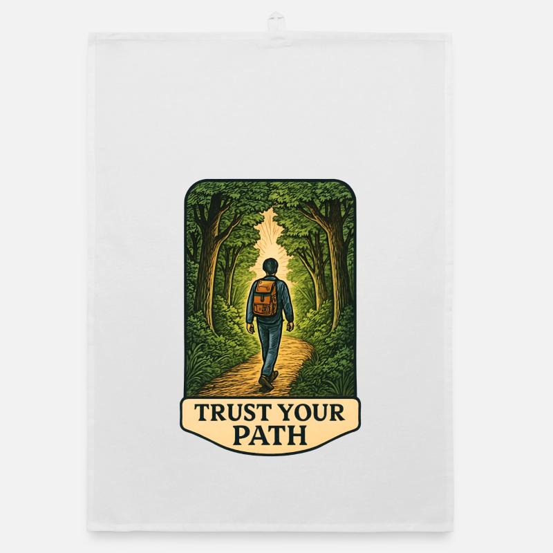 Trust de chemins dans la forêt - Torchon bio - blanc