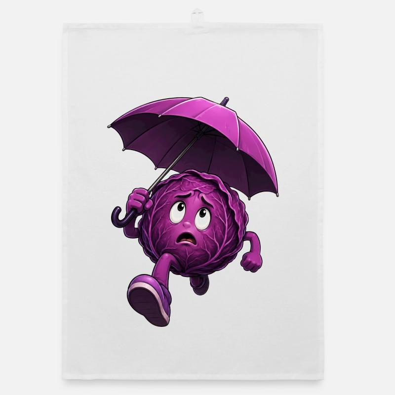 Red cabbage with umbrella Organic dish towel