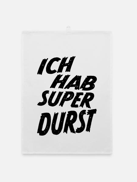 Ich hab super Durst Party Spruch Shirt - schwarz - Organic Geschirrtuch - Weiß - Vorne