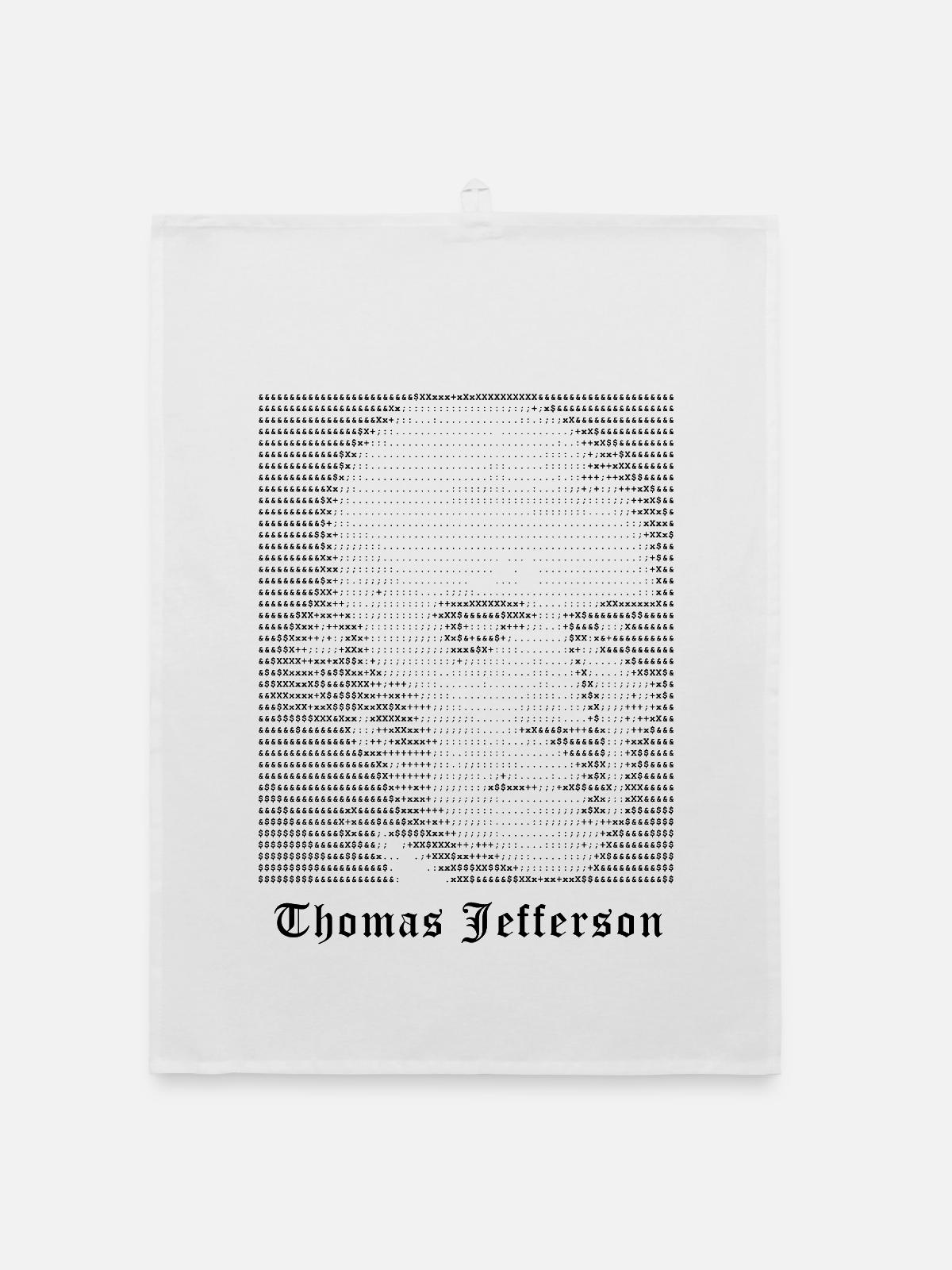Thomas Jefferson ASCII Kunst - Organic Geschirrtuch - Weiß - Vorne