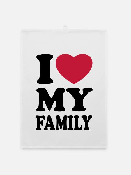 I love my family - Ich liebe meine Familie - Organic Geschirrtuch - Weiß - Vorne