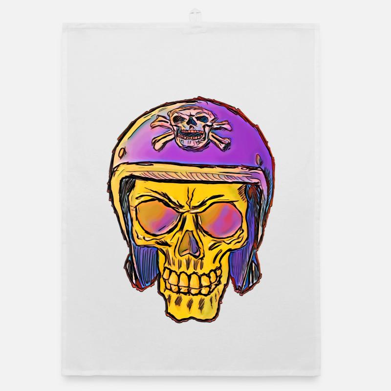 Totenkopf Mit Skullhelm Organic Geschirrtuch
