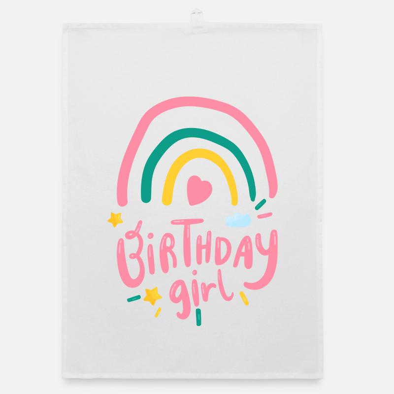 Pastellregenbogen-Geburtstagskind Organic Geschirrtuch