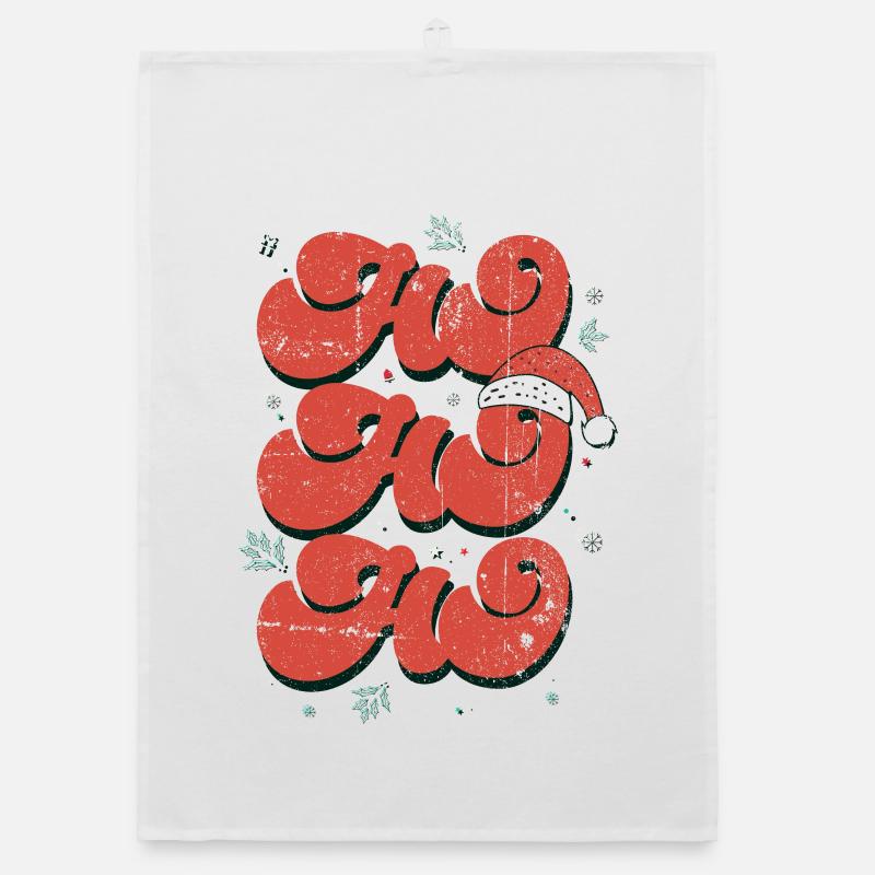 Ho Ho Ho Festive Script Organic dish towel