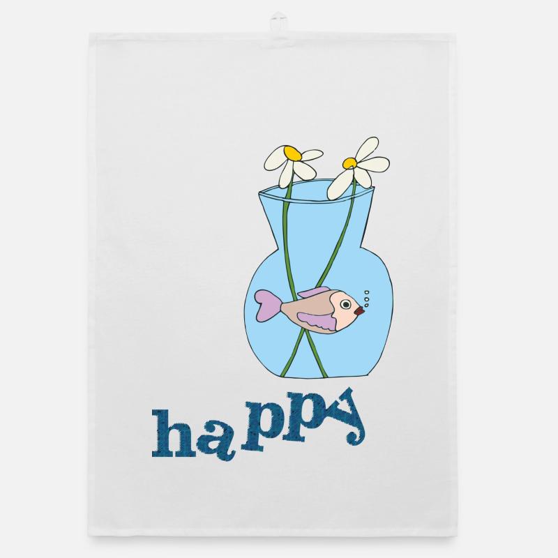Fish in a jar Happy Organic dish towel