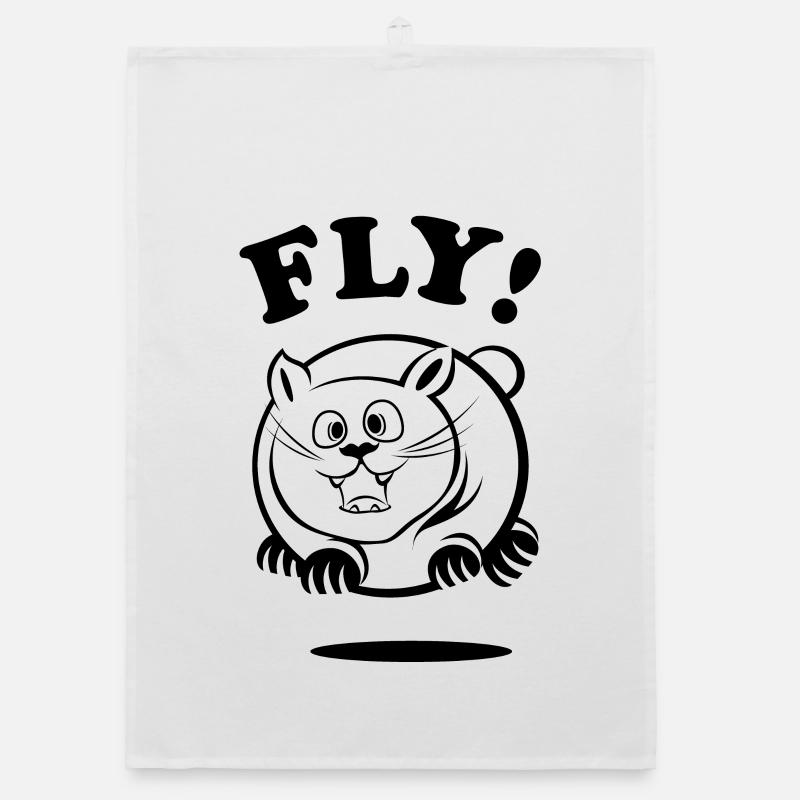 mouche chat gras volant chat drôle animaux comiques Torchon bio