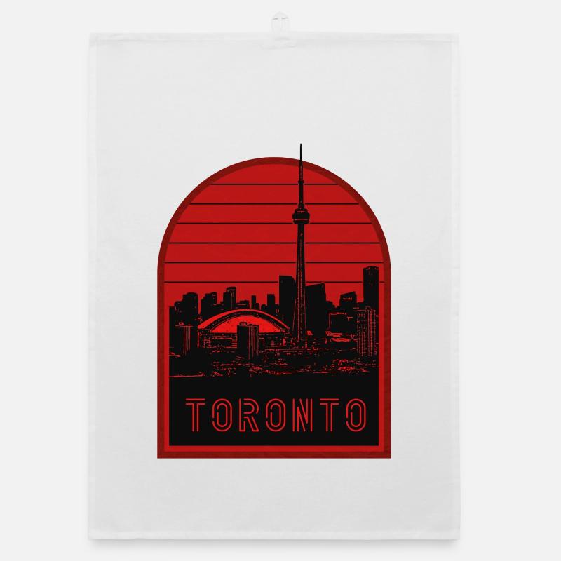 Toronto Skyline Red Silhouette Organic dish towel