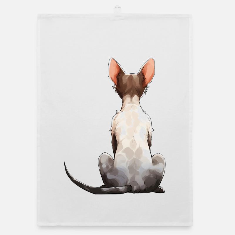 Cornish Rex Katze - Organic Geschirrtuch - Weiß