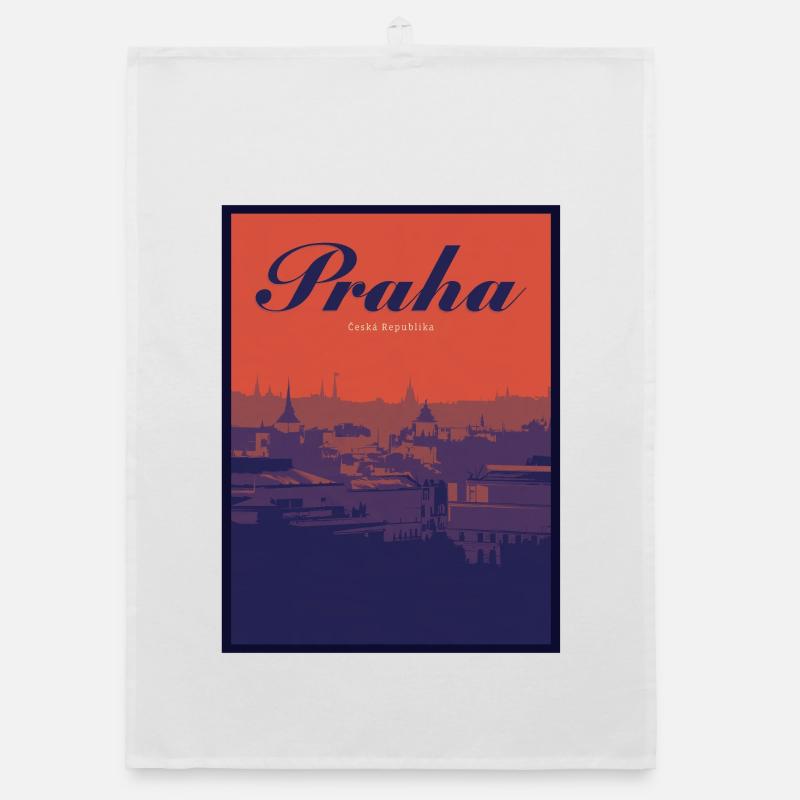 Praha Gradient Cityscape Organic dish towel