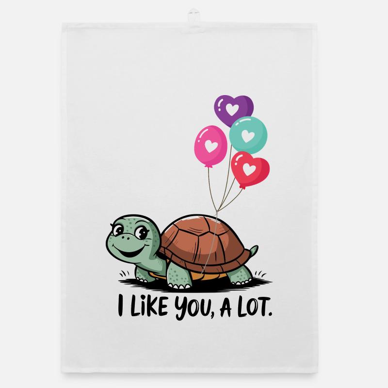 Turtle with Heart Balloons Organic dish towel