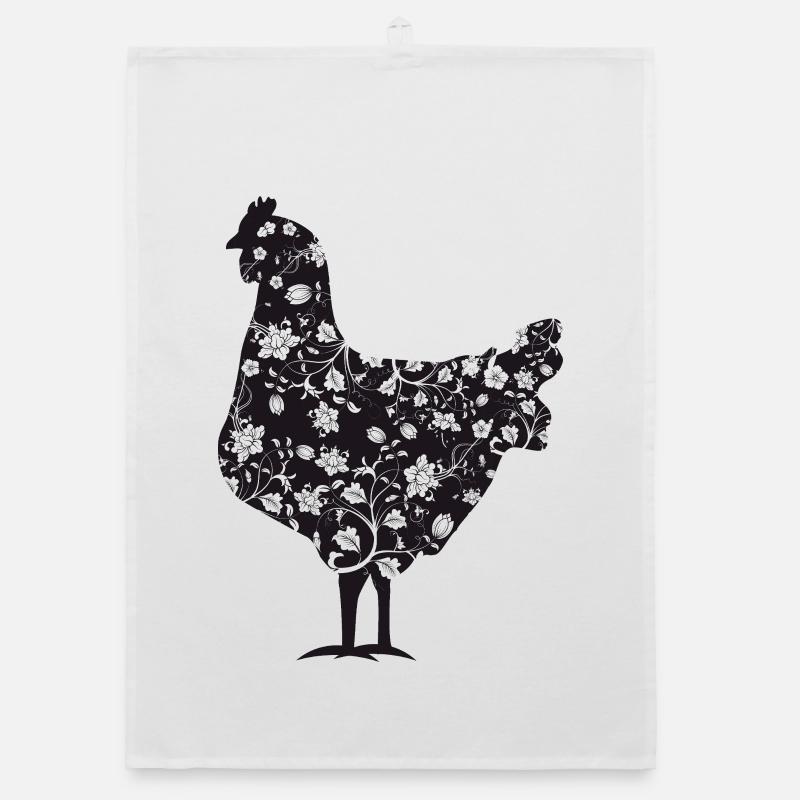 Chicken with floral pattern Organic dish towel