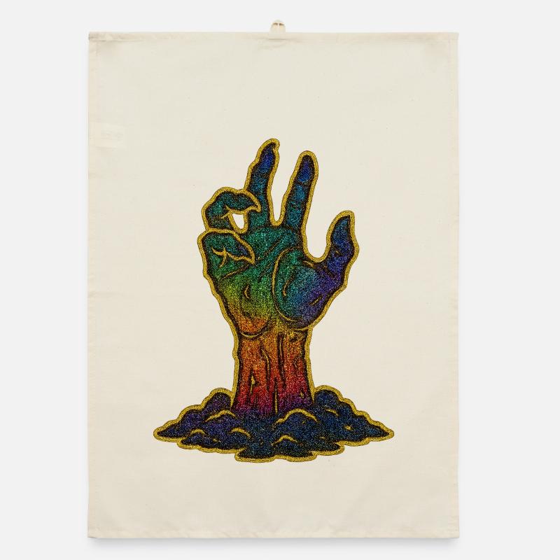 Rainbow Hand Halloween Organic dish towel